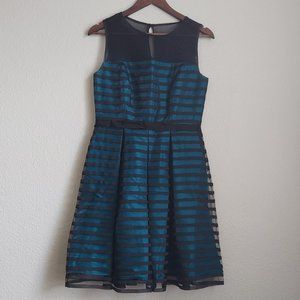 J. Taylor Special Occasion Collection Sleeveless Teal Blue with Sheer Overlay